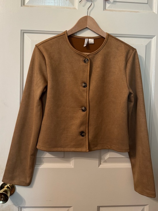 H&M Jackets & Blazers - H&M Divided Camel Tan Suede-Look Cropped Jacket